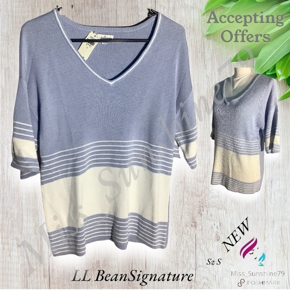 LL Bean Signature NEW - Sz S - oversized short sleeve sweater - see measurements - Picture 1 of 4